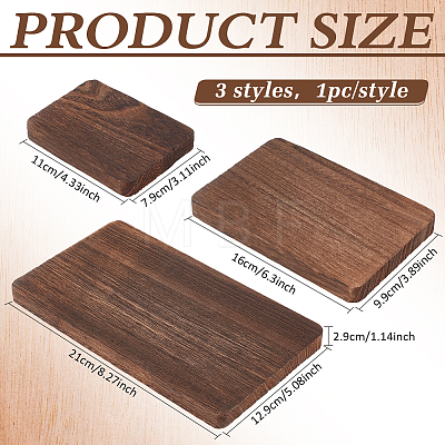 3Pcs 3 Sizes Rectangle Wood Display Riser Stands AJEW-WH0871-95-1