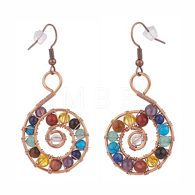 Gemstone Dangle Earrings EJEW-JE04906-01-1