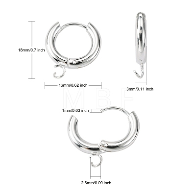 201 Stainless Steel Huggie Hoop Earring Findings STAS-P283-01C-S-1