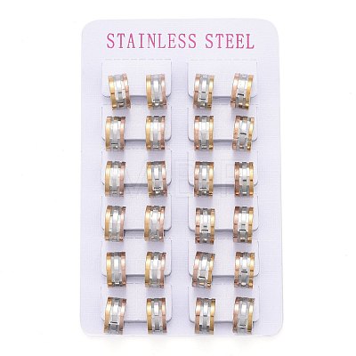 Three-colour 304 Stainless Steel Huggie Hoop Earrings EJEW-L252-008M-1