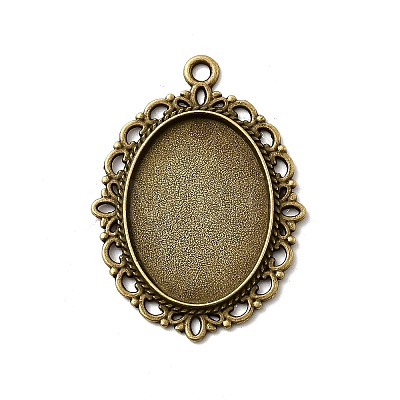 Oval Antique Bronze Color Zinc Alloy Pendant Settings for Cabochon & Rhinestone X-PALLOY-A15257-AB-LF-1