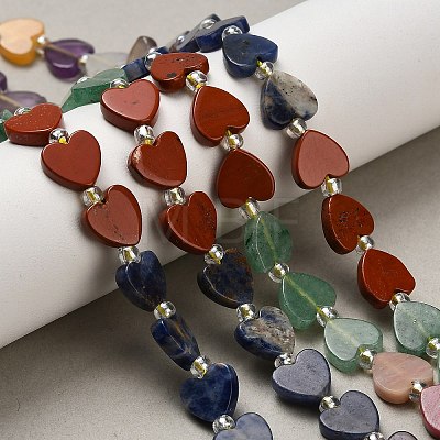 6 Styles Natural Topaz Jade & Rhodonite & Green Aventurine & Red Jasper & Sodalite & Amethyst Beads Strands G-F811-A03-02-1