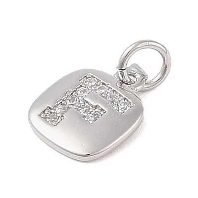 Rack Plating Brass Micro Pave CLear Cubic Zirconia Charms KK-E110-14P-F-1