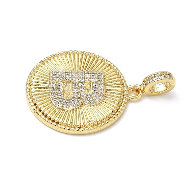 Brass Micro Pave Clear Cubic Zirconia Pendants KK-L253-17G-B-1