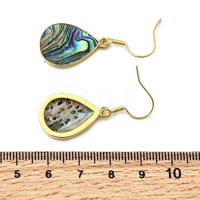 Brass Natural Paua Shell Dangle Earrings EJEW-M060-19B-G-1