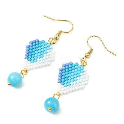 304 Stainless Steel with Glass Cylinder Seed Beads Hot Air Balloon Dangle Earrings EJEW-MZ00820-01-1