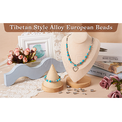 150Pcs 15 Styles Tibetan Style Alloy European Beads FIND-TA0002-68-1