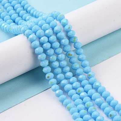 Electroplate Opaque Solid Color Glass Beads Strands EGLA-A034-P10mm-L11-1