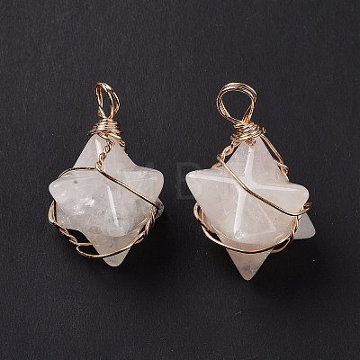 Natural Quartz Crystal Copper Wire Wrapped Pendants G-B041-02G-19-1