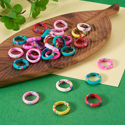 30Pcs Handmade Polymer Clay Finger Rings RJEW-TA0001-11B-1