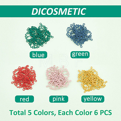 50Pcs 5 Colors Spray Painted 201 Stainless Steel Connector Charms STAS-DC0007-98-1