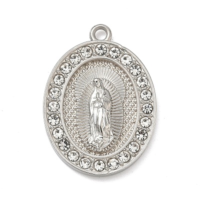304 Stainless Steel & Rhinestone Pendants STAS-G371-09E-01P-1