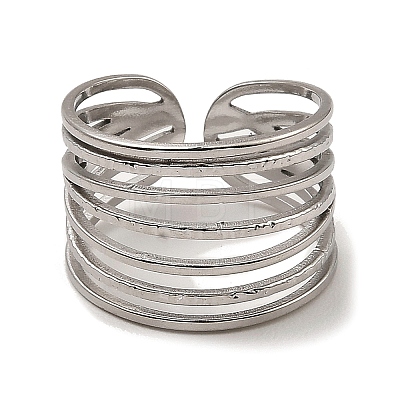 304 Stainless Steel Open Cuff Rings RJEW-Z018-08P-1