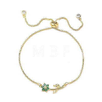 Adjustable Brass Micro Pave Clear Cubic Zirconia Box Chain Slider Bracelets BJEW-C156-09G-01-1
