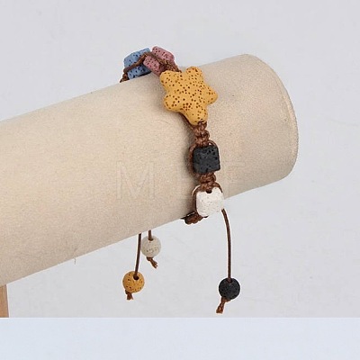 Dyed Natural Lava Rock Beads Braided Bead Bracelets for Women YA1396-3-1