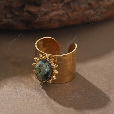 Oval Natural Labradorite Finger Rings WG460C0-01-1