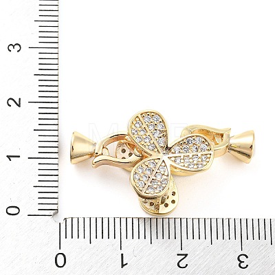 Brass Micro Pave Clear Cubic Zirconia Fold Over Clasps KK-A191-03G-1