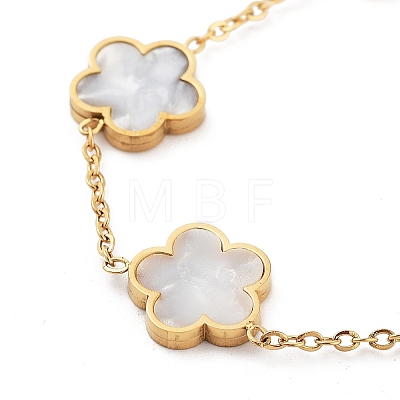 Flower Shell Link Chain Bracelets BJEW-K247-01G-06-1