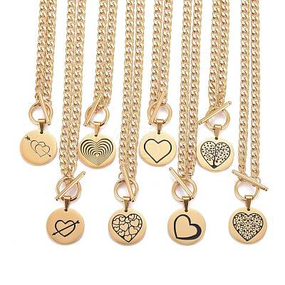 304 Stainless Steel Pendant Necklaces NJEW-L458-041G-1