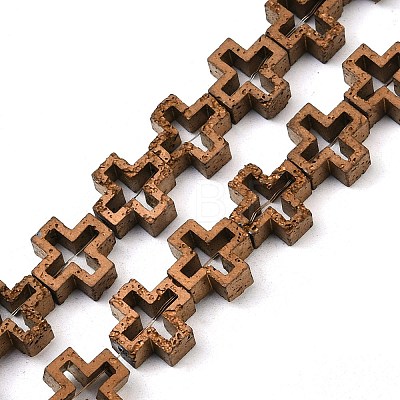 Electroplated Natural Lava Rock Beads Strands G-K388-02J-1