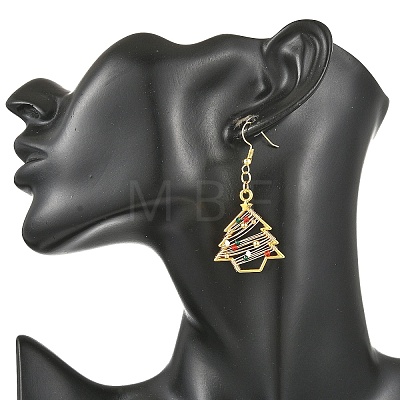 Brass Glass Dangle Earrings for Women EJEW-TA00825-1