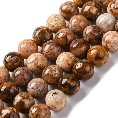 Natural Flower Agate Beads Strands G-B044-A01-03-1