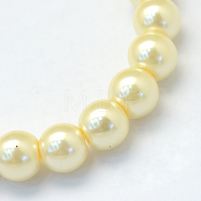 Baking Painted Pearlized Glass Pearl Round Bead Strands HY-Q003-10mm-21-1