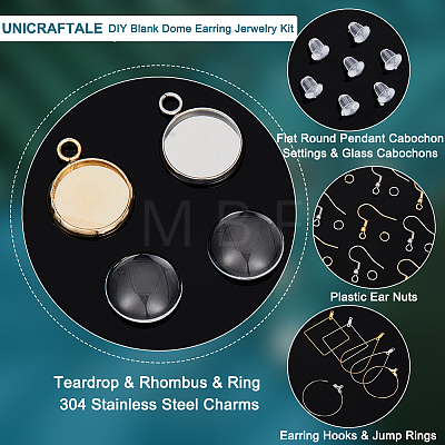 Unicraftale DIY Blank Dome Earring Jerwelry Kit DIY-UN0004-78-1