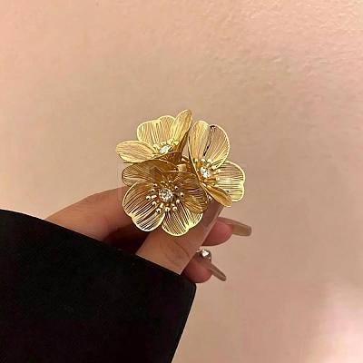 Zinc Alloy Rhinestone Cuff Open Rings for Women MI0617-5-1