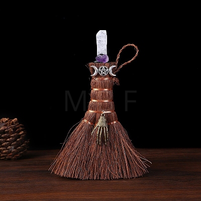 Natural Quartz Crystal Witch Brooms Pendant Decorations PW-WG0D0C3-06-1