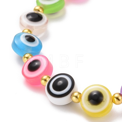 Flat Round with Evil Eye Beaded Bracelet BJEW-JB07102-02-1