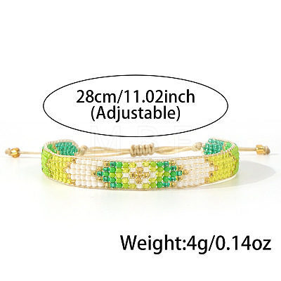 Adjustable Glass Seed Bead Braided Bead Bracelets for Women AP3719-4-1