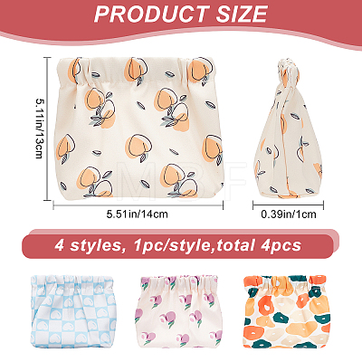 4pcs 4 style Mini Oxford Cloth Waterproof Printed Multipurpose Shrapnel Makeup Bags AJEW-CP0005-39-1