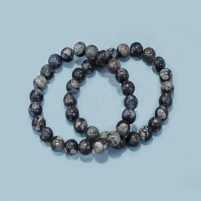 Natural Glaucophane Stretch Beaded Bracelets G-A185-01W-1