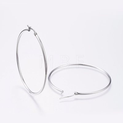 304 Stainless Steel Big Hoop Earrings X-EJEW-F105-03P-1