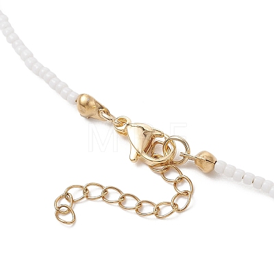 Natural Cultured Freshwater Pearl Two Sides Polished and Glass Seed Beaded Necklaces NJEW-JN05732-1