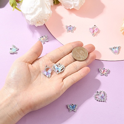 10Pcs 10 Styles Alloy with Rhinestone Pendants FIND-YW0009-49-1