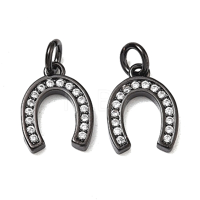 CZ Brass Micro Pave Cubic Zirconia Horse Shoe Charms ZIRC-L018-13B-1