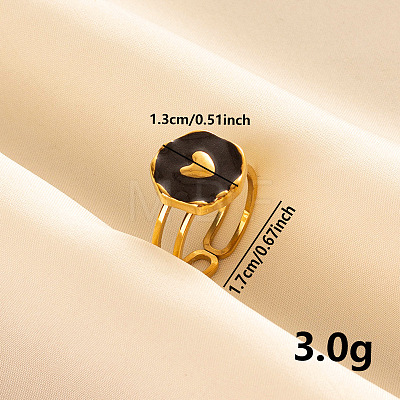 Stylish 304 Stainless Steel Enamel Cuff Ring WD8555-3-1