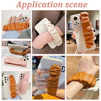 WADORN 5Pcs 5 Colors Wrinkled PU Leather Mobile Phone Wrist Strap AJEW-WR0001-74-1