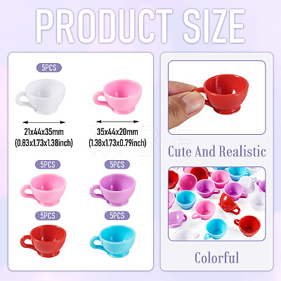 25Pcs 5 Styles Plastic Mini Teacup DJEW-TA0001-51-1