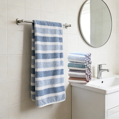 Polyester Stripe Towel AJEW-FZC0001-007C-1