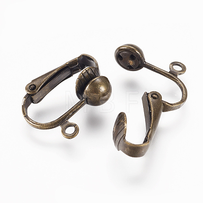 Brass Clip-on Earring Findings X-KK-E491-AB-NF-1