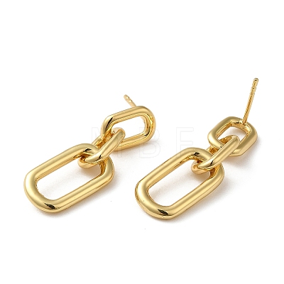 Rack Plating Brass Hollow Oval Dangle Stud Earrings for Women EJEW-Z019-13G-1