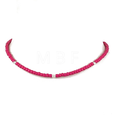 4MM Glass Seed Beaded Necklaces for Women NJEW-JN06543-1