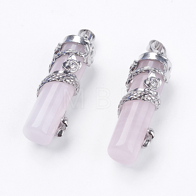 Natural Rose Quartz Pendants G-F228-23P-RS-1