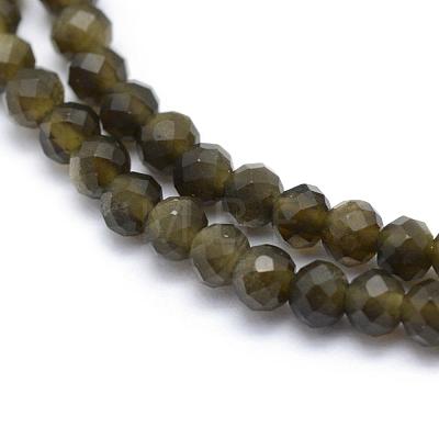 Natural Golden Sheen Obsidian Beads Strand G-E411-34-3mm-1