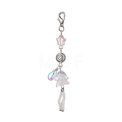 Jellyfish Glass Beads Pendant Decorations HJEW-JM01806-1