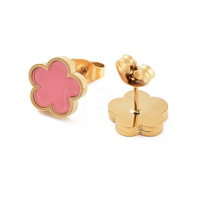 Flower Resin Stud Earrings EJEW-K281-01G-01-1