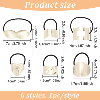GOMAKERER 6Pcs 6 Style Rubber String Elastic Hair Ties Ponytail Hair Cuff OHAR-GO0001-04-1
